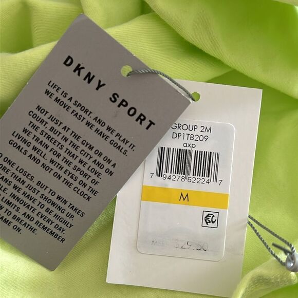 DKNY Sport Neon Yellow Tee T-shirt Shirt Top Crop Short Women’s Medium M NWT - Picture 4 of 5